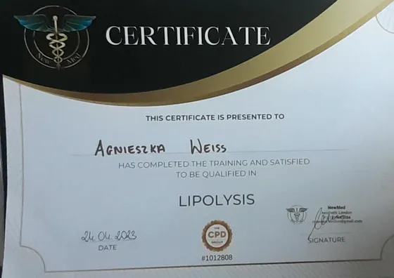 Certyfikat szkolenia Lipolysis